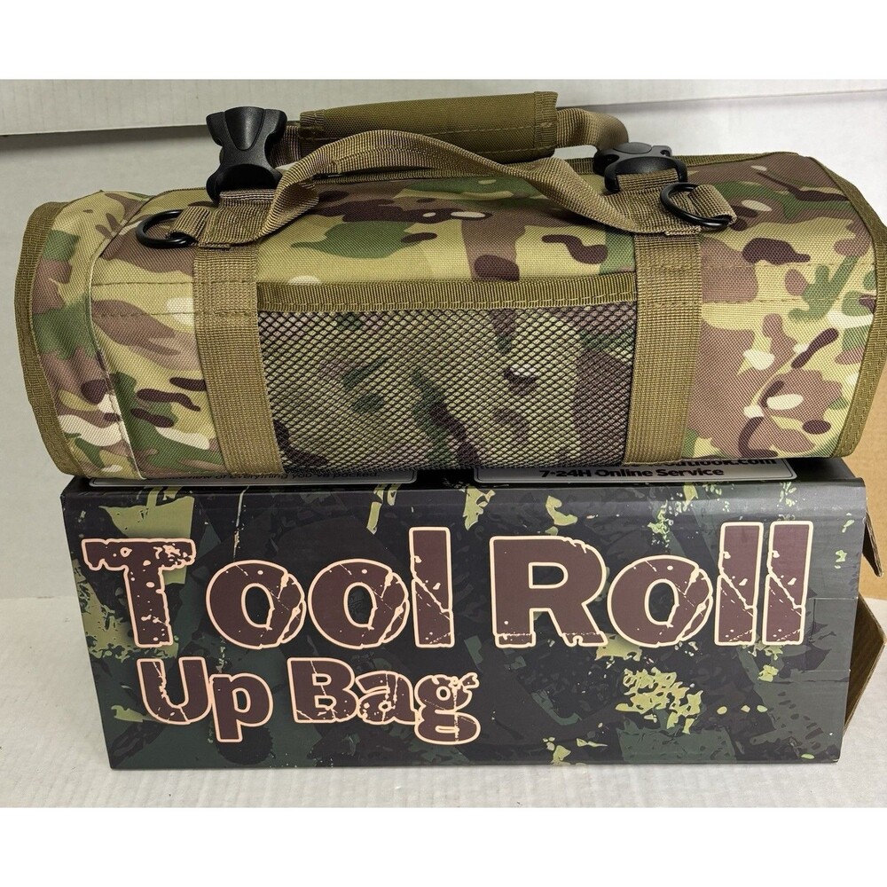 Roll Up Tool Bag Organizer With Kickstand - Compact Heavy Duty Motorcycle Too...